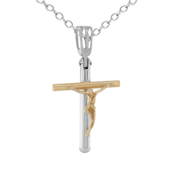 Ανδρικός Σταυρός Βάπτισης Με Τον Εσταυρωμένο