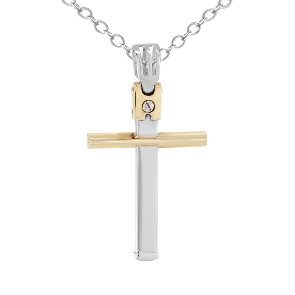 Σταυρός Βάπτισης Ανδρικός Δίχρωμος