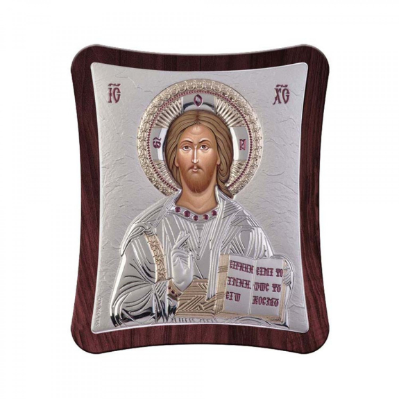 Εικόνα Χριστός Από Ξύλο Με Φιλμ Ασημιού 925 18.9 *15.8 cm