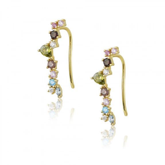 Σκουλαρίκια Κρεμαστά Ασήμι 925 Με Χρωματιστές Πέτρες