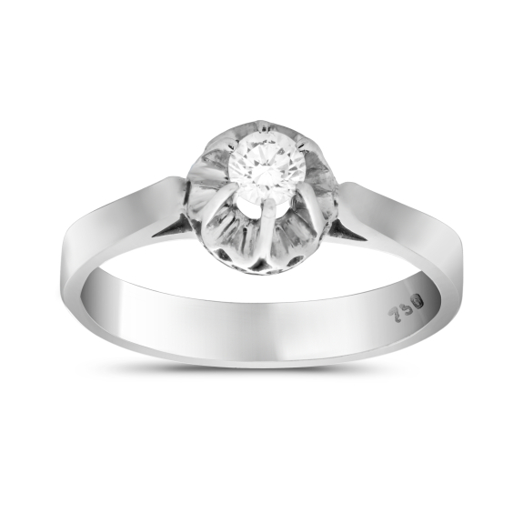 Μονόπετρο Δαχτυλίδι Με Brilliant Σε Σχήμα Καλαθάκι