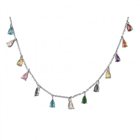 Κολιέ Από Ασήμι 925 Με Χρωματιστές Πέτρες
