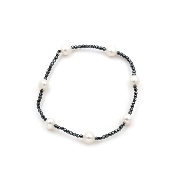 Βραχιόλι με Αιματίτη και Μαργαριτάρια