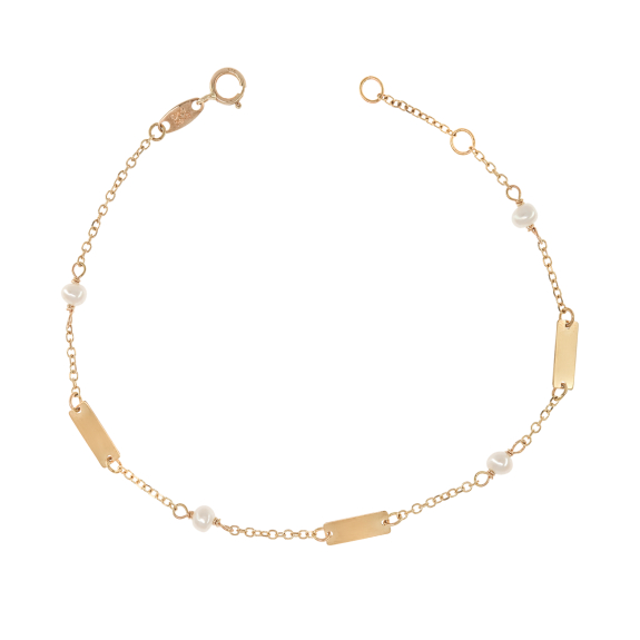 Βραχιόλι Με Μαργαριτάρι Και Πλακάκι