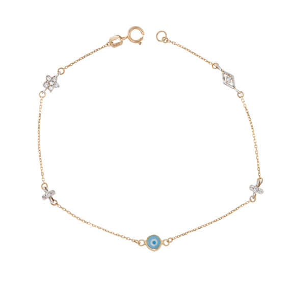 Βραχιόλι Με Μάτι Και Σχέδια Με Ζιργκόν