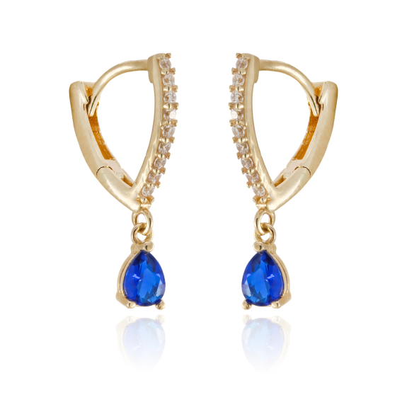 Σκουλαρίκια Κρεμαστά Με Με Μπλε Πέτρα