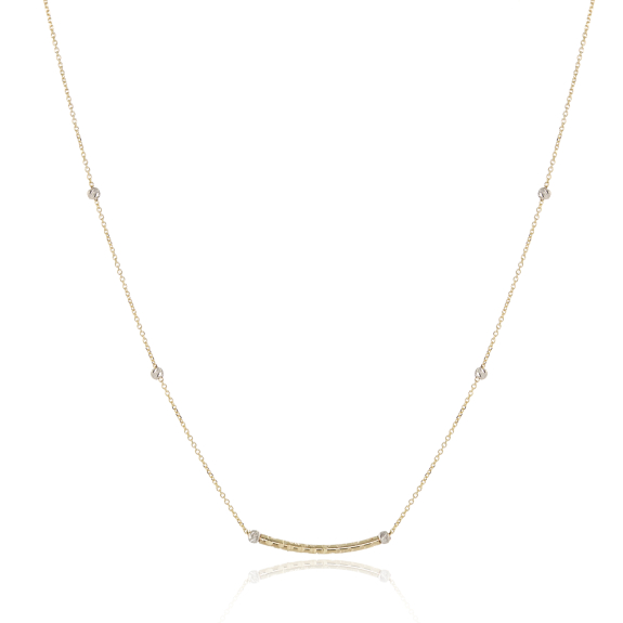 Κολιέ Χρυσό Με Διαμανταρισμένες Πέτρες Και Μοτίφ