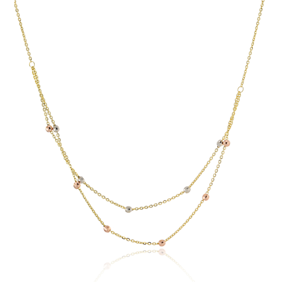 Διπλό Κολιέ Με Διαμανταρισμένες Πέτρες