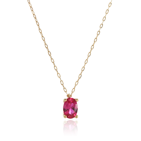 Κολιέ Με Φούξια Πέτρα