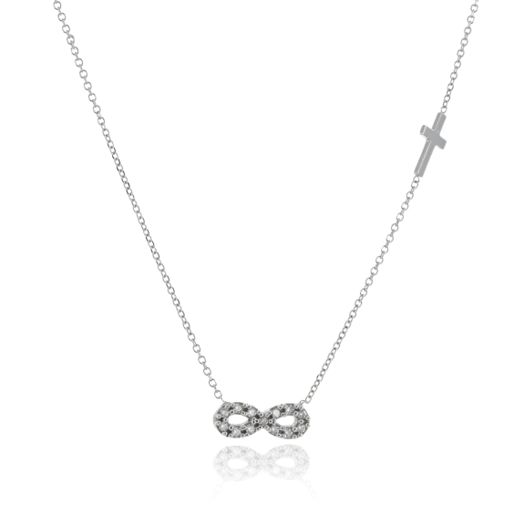 Κολιέ Άπειρο Με Ζιργκόν Και Σταυρουδάκι