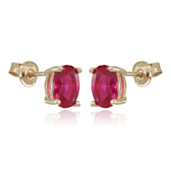 Σκουλαρίκια Οβάλ Με Μπορντώ Πέτρα