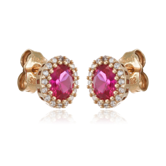 Σκουλαρίκια Ροζέτες Με Μπορντώ Πέτρα