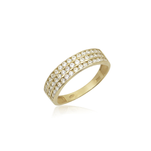 Δαχτυλίδι Μισόβερο Με 3 Σειρές Ζιργκόν