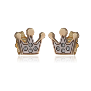 Σκουλαρίκια Κορώνες Δίχρωμες