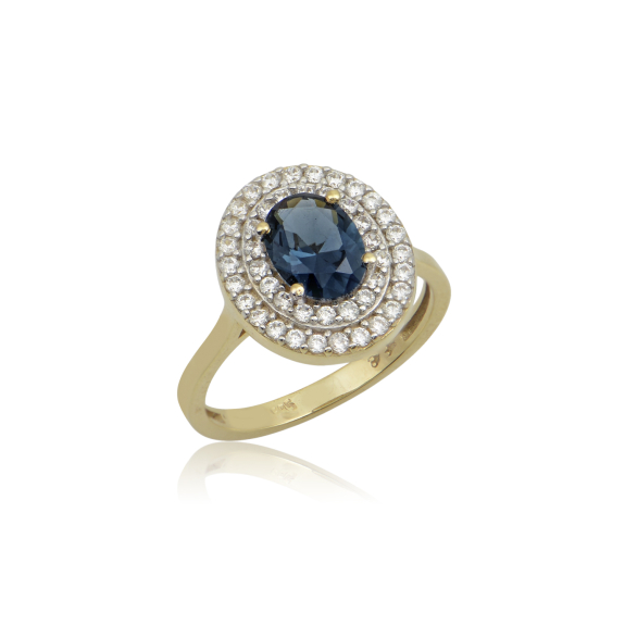 Δαχτυλίδι Ροζέτα Με Μπλε Πέτρα