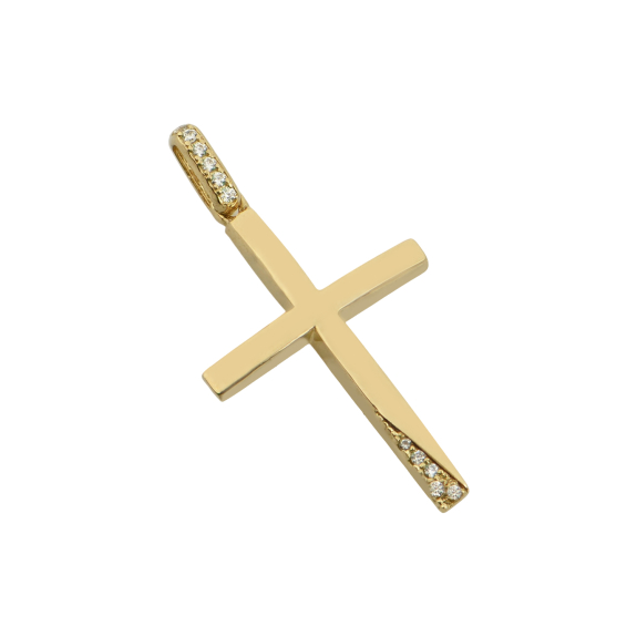 Γυναικείος Σταυρός Βάπτισης Με Ζιργκόν