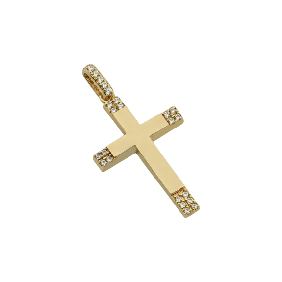 Γυναικείος Σταυρός Βάπτισης Με Ζιργκόν