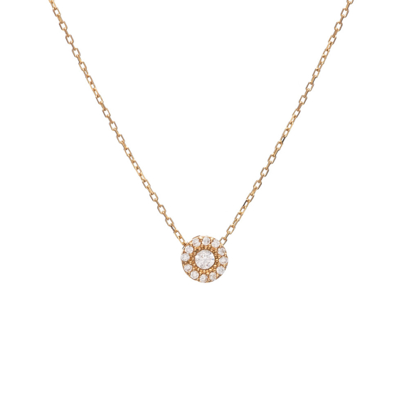 Μονόπετρο Κολιέ Λευκόχρυσο