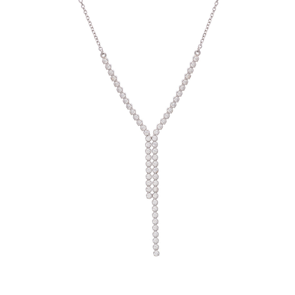 Κολιέ Λευκόχρυσο Με Πέτρες Νυφικό