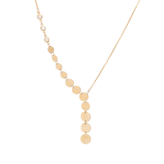 Κολιέ Ασύμμετρο Με Χρυσά Πλακάκια