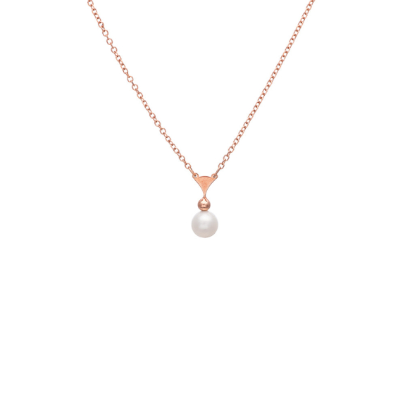 Ροζ Χρυσό Κολιέ Με Μαργαριτάρι