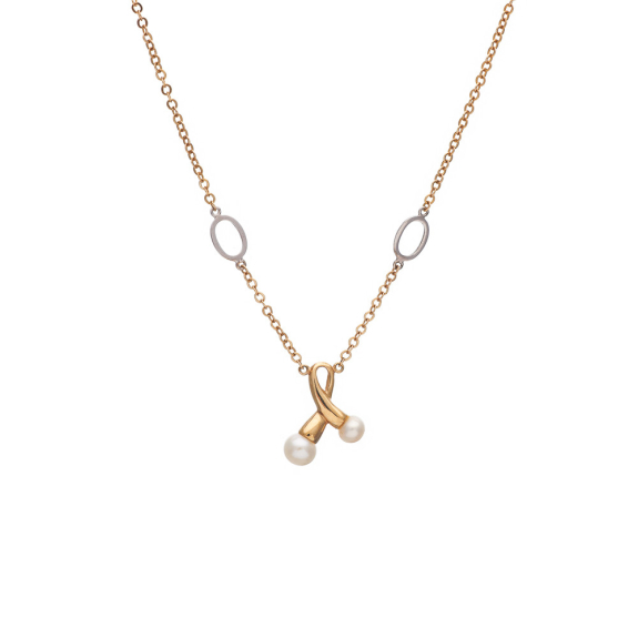 Δίχρωμο Κολιέ Με Μεργαριτάρια