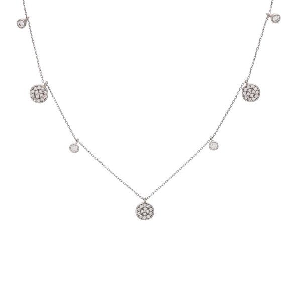 Κολιέ Λευκόχρυσο Με Κρεμαστά Στοιχεία Και Πέτρες