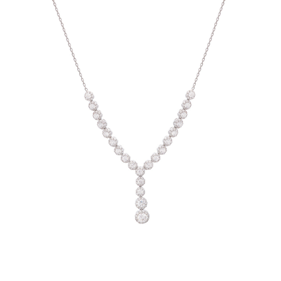 Κολιέ Λευκόχρυσο Με Πέτρες Νυφικό