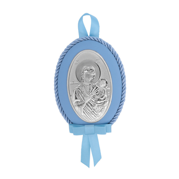 Παιδική Εικόνα Παναγίας Για Κούνια Γαλάζιο