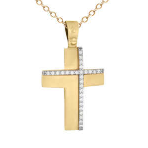 Σταυρός Βάπτισης Γυναικείος Με Πέτρες Σε Σχήμα Σταυρού