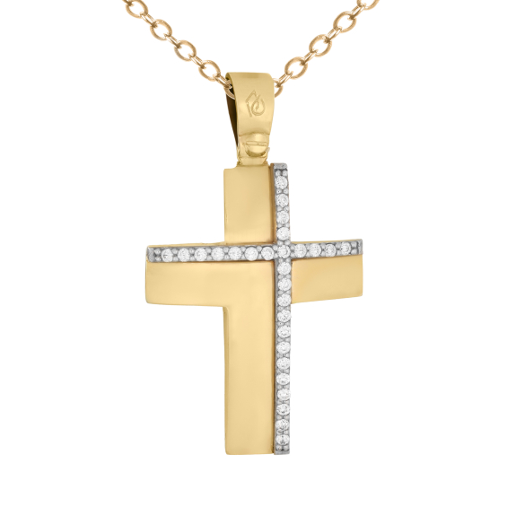 Σταυρός Βάπτισης Γυναικείος Με Πέτρες Σε Σχήμα Σταυρού