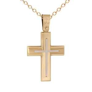 Σταυρός Βάπτισης Ανδρικός Δίχρωμος